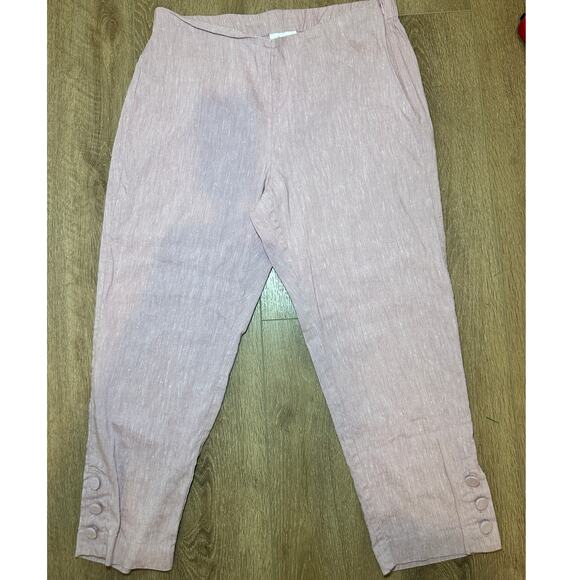 J.Jill Linen Stretch Crop Pants Petite Blush Pink Feminine Spring Medium - Picture 2 of 10